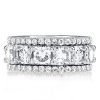 Triple Row Cushion Cut Sterling Silver Wedding Band - 9.30 CT. TW.