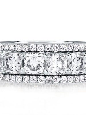 Triple Row Cushion Cut Sterling Silver Wedding Band - 9.30 CT. TW.