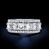 Triple Row Cushion Cut Sterling Silver Wedding Band - 9.30 CT. TW.