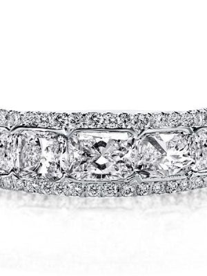 Halo Radiant Created White Sapphire Wedding Band in 925 Sterling Silver