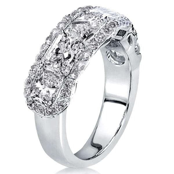 Halo Radiant Created White Sapphire Wedding Band in 925 Sterling Silver