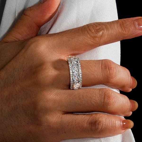 Halo Radiant Created White Sapphire Wedding Band in 925 Sterling Silver