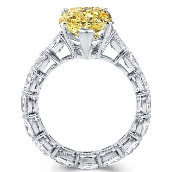 Yellow Topaz Pear Cut Engagement Ring in Rhodium Plated 925 Sterling Silver