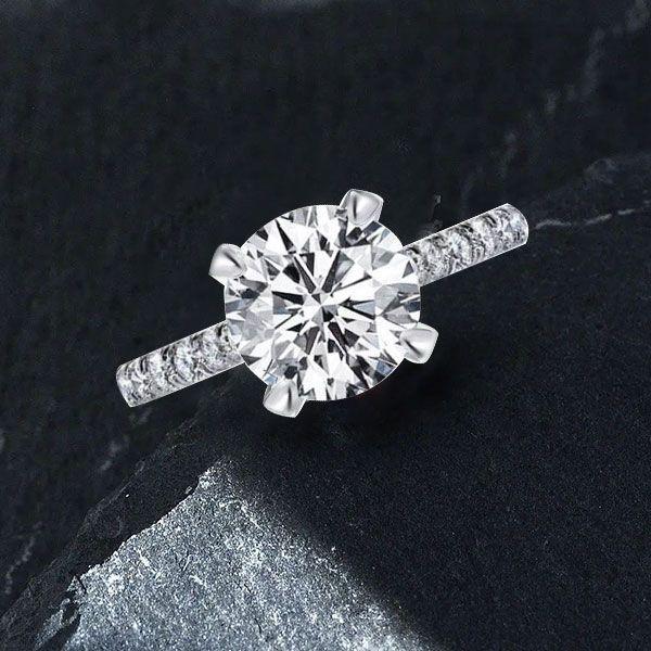 2.00 CT Sterling Silver 4-Prong Engagement Ring