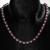 Ruby & White Sapphire Tennis Necklace - 925 Sterling Silver - Choice of Length & Plating