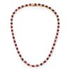 Ruby & White Sapphire Tennis Necklace - 925 Sterling Silver - Choice of Length & Plating