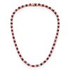 Ruby & White Sapphire Tennis Necklace - 925 Sterling Silver - Choice of Length & Plating