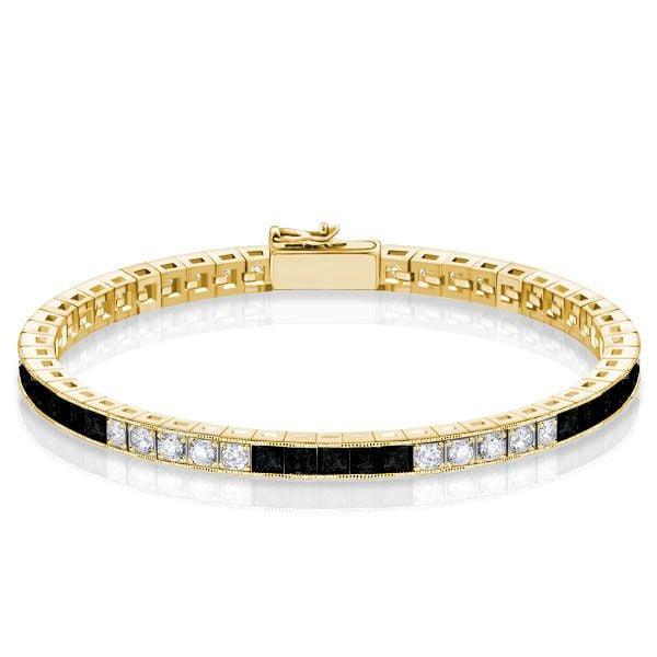 Black Sapphire Asscher Cut Bracelet in 925 Sterling Silver | Various Lengths