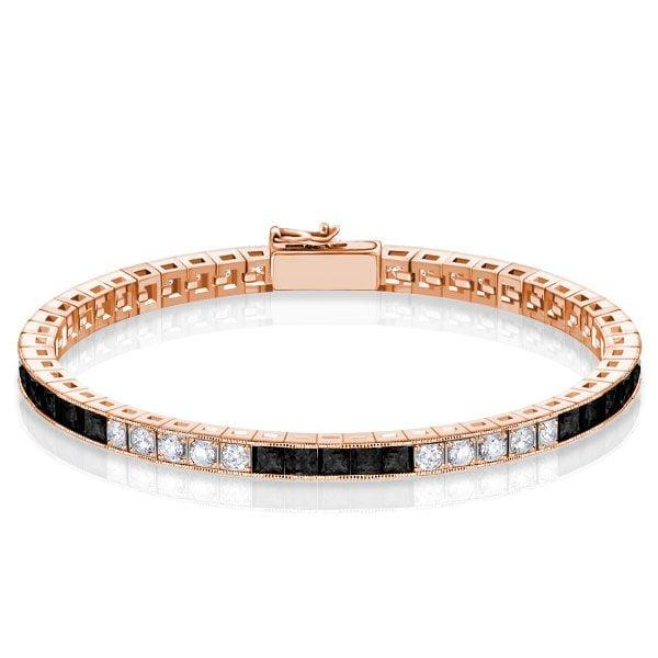 Black Sapphire Asscher Cut Bracelet in 925 Sterling Silver | Various Lengths