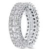 Triple Row Round & Emerald Cut CZ Eternity Band - Sterling Silver Wedding Ring
