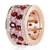 18K Rose Gold Plated Garnet Pink Stone Ring, Oval Cut, Multi Row Band, 7.23 CT. TW.