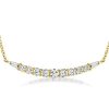 18K Gold Plated Sterling Silver Pendant Necklace with Round and Baguette Cut Stones
