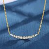 18K Gold Plated Sterling Silver Pendant Necklace with Round and Baguette Cut Stones