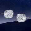 Cushion Cut White Sapphire Stud Earrings in Sterling Silver Milgrain Bezel