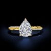 Golden Pear Cut White Sapphire Engagement Ring - 18K Gold Plated Sterling Silver