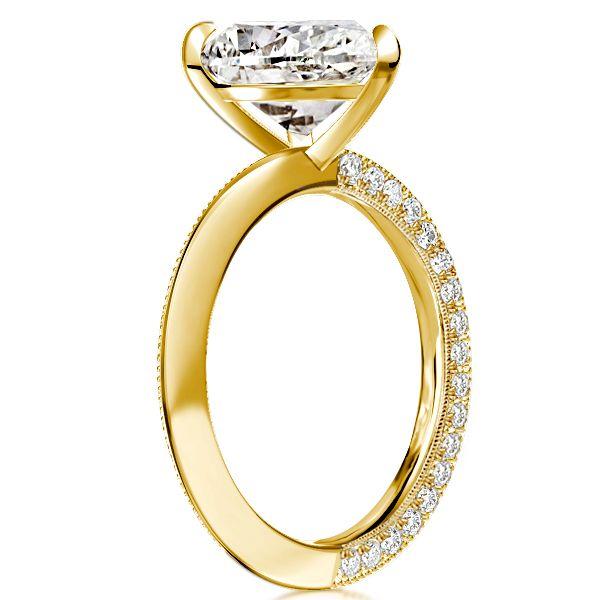 Golden Pear Cut White Sapphire Engagement Ring - 18K Gold Plated Sterling Silver