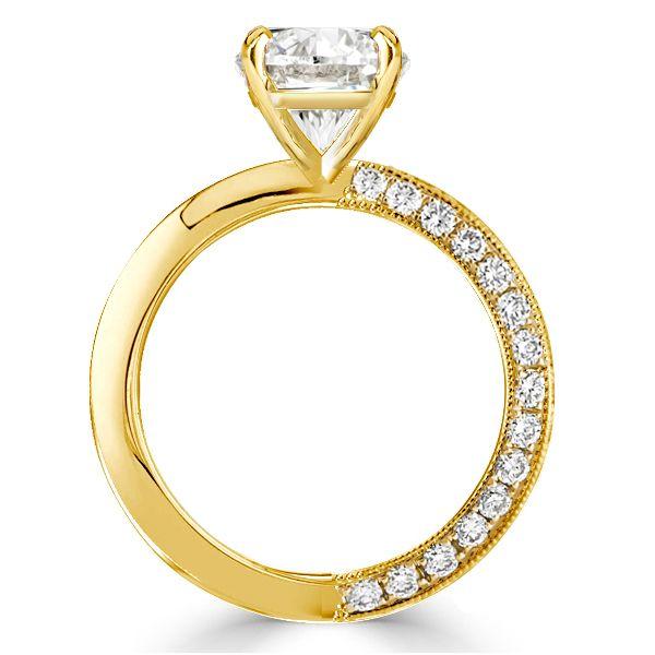 Golden Pear Cut White Sapphire Engagement Ring - 18K Gold Plated Sterling Silver