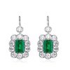 Art Deco Emerald Cut Drop Earrings - Sterling Silver Emerald Cluster Dangle Earrings