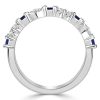 Blue Sapphire Half Eternity Band in Sterling Silver - Marquise & Baguette Cut