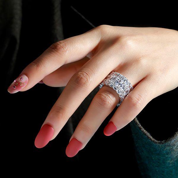 Emerald Cut Sterling Silver Wedding Band - Unique Design for Women