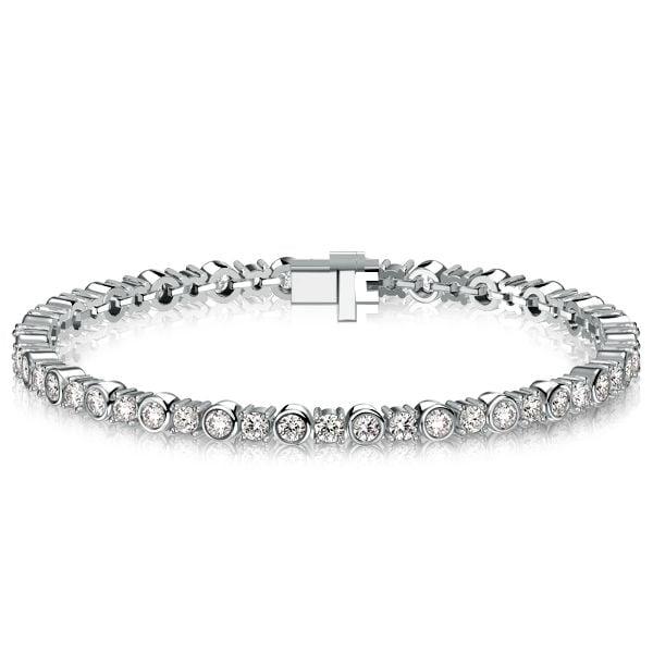 Bezel-Set Round Cut Sterling Silver Bracelet for Wedding and Anniversary