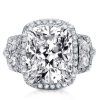 5.00 CT. Round Cushion Halo Engagement Ring in Sterling Silver with Rhodium Finish