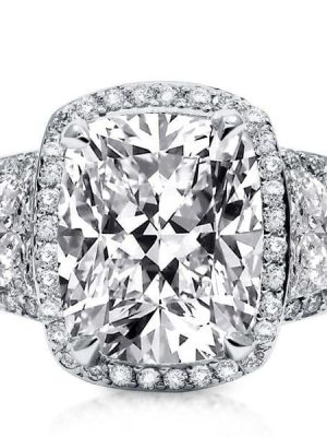 5.00 CT. Round Cushion Halo Engagement Ring in Sterling Silver with Rhodium Finish