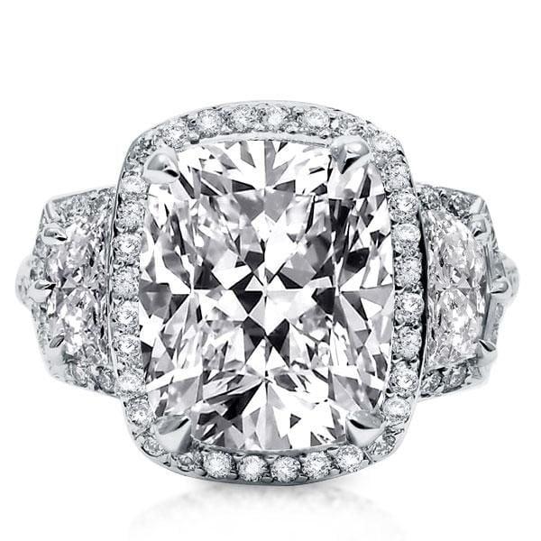 5.00 CT. Round Cushion Halo Engagement Ring in Sterling Silver with Rhodium Finish