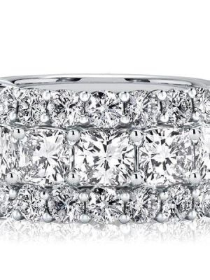 Cushion Cut Half Eternity Wedding Band for Women in Sterling Silver