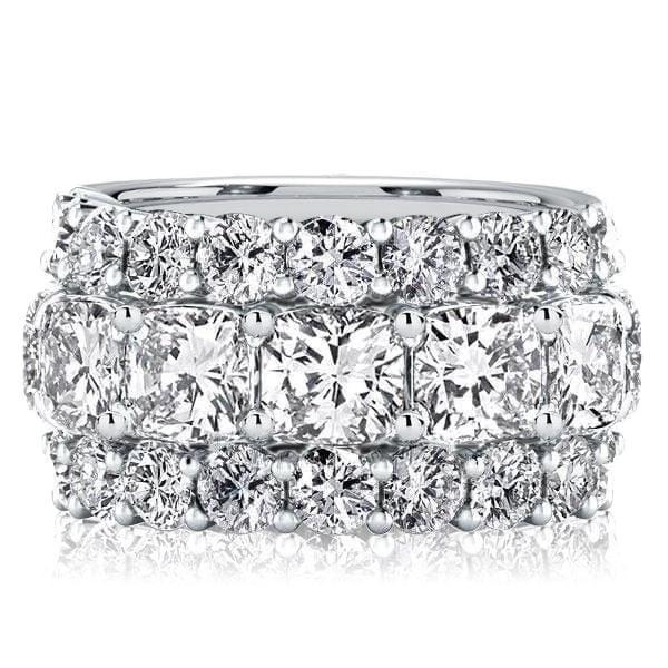 Cushion Cut Half Eternity Wedding Band for Women in Sterling Silver
