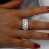 Cushion Cut Half Eternity Wedding Band for Women in Sterling Silver