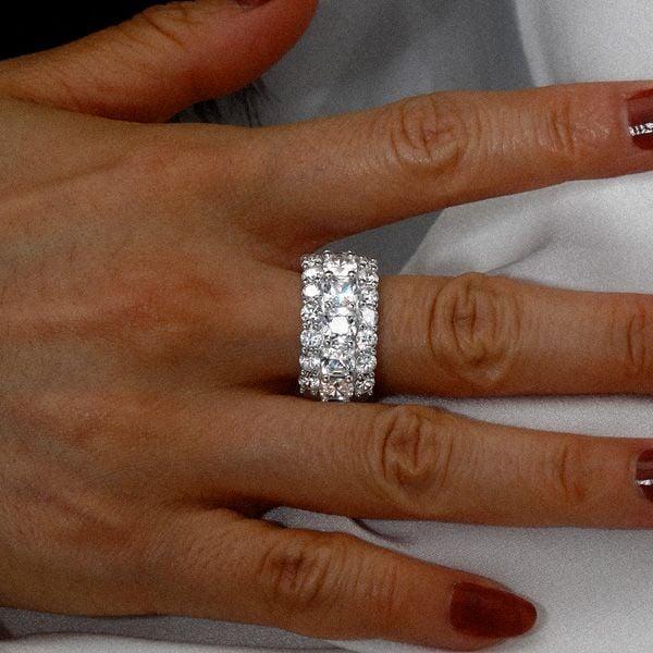 Cushion Cut Half Eternity Wedding Band for Women in Sterling Silver