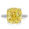 Cushion Cut Yellow Topaz Engagement Ring with Hidden Halo - Sterling Silver