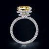 Cushion Cut Yellow Topaz Engagement Ring with Hidden Halo - Sterling Silver