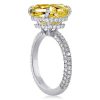 Cushion Cut Yellow Topaz Engagement Ring with Hidden Halo - Sterling Silver