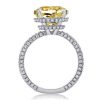 Cushion Cut Yellow Topaz Engagement Ring with Hidden Halo - Sterling Silver
