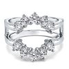 Sunflower Sterling Silver Bridal Ring Set | Round Cut Halo Engagement Ring