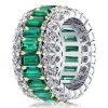 Emerald Cut Cubic Zirconia Triple Row Two-Tone Wedding Band in Sterling Silver