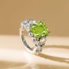 Radiant Cut Peridot Engagement Ring for Women in Sterling Silver
