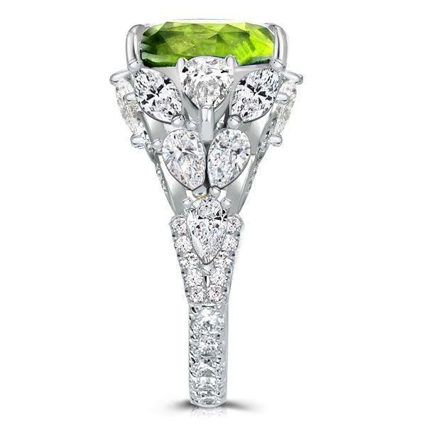 Radiant Cut Peridot Engagement Ring for Women in Sterling Silver