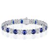 Cornflower Blue Oval Cut Tennis Bracelet in Sterling Silver - 6, 7, 8, 9 Inch