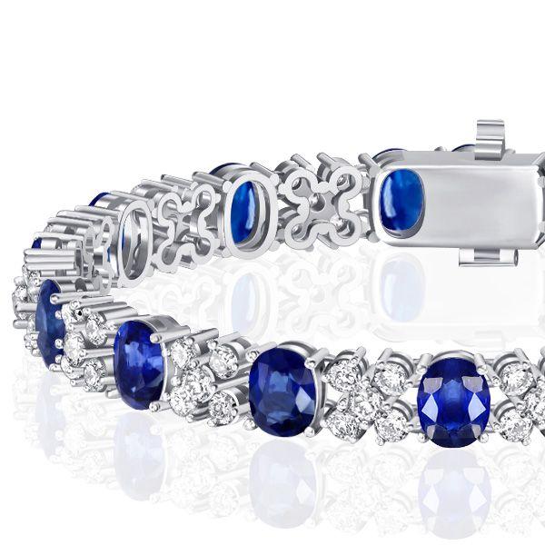 Cornflower Blue Oval Cut Tennis Bracelet in Sterling Silver - 6, 7, 8, 9 Inch
