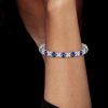 Cornflower Blue Oval Cut Tennis Bracelet in Sterling Silver - 6, 7, 8, 9 Inch