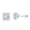Cushion Cut Sterling Silver Stud Earrings - 4.00 CT (Total Weight)