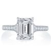 Emerald & White Sapphire Micro Pave Engagement Ring - Sterling Silver