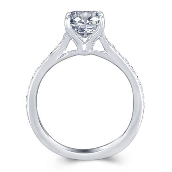 Emerald & White Sapphire Micro Pave Engagement Ring - Sterling Silver