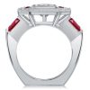Emerald Cut Art Deco Engagement Ring - Milgrain Halo, Sterling Silver
