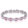 Cushion Cut White and Pink Stone Sterling Silver Bracelet for Weddings