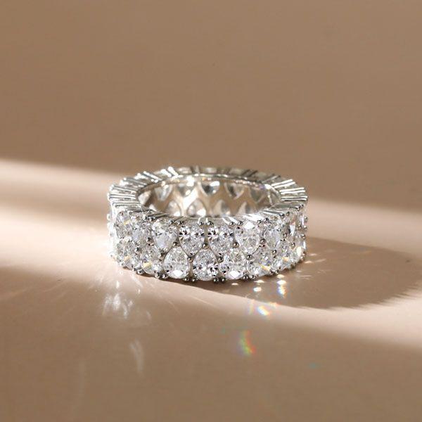 Pear Cut Eternity Wedding Band - 9.24 CT. TW. Sterling Silver