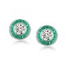 Halo Milgrain Stud Earrings, 0.15 CTW Round Cut, Rhodium Plated 925 Sterling Silver